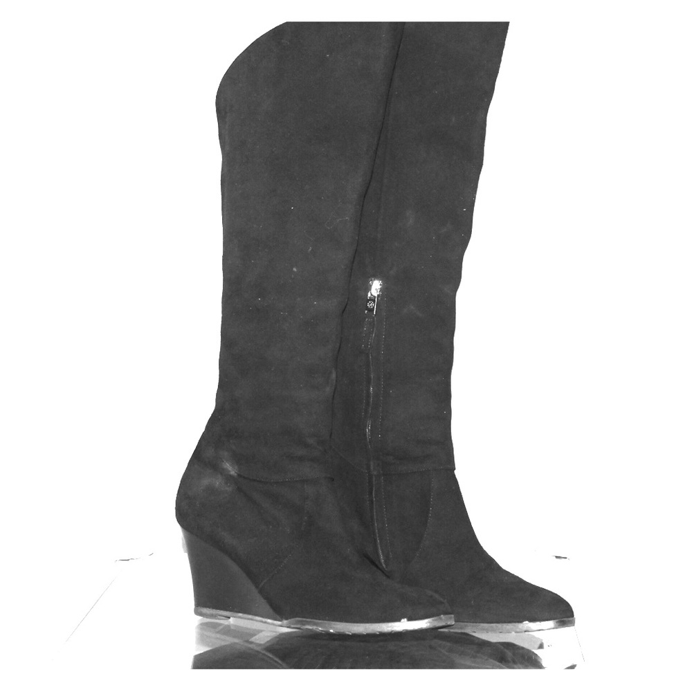 L.K.Bennett London Black Suede slim Wedge Boot sz8